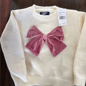 Lands' End Cream Knit with Pink Accent